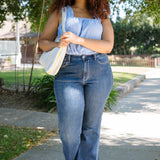 Kelly High Rise Angled Side Seam Flare Jeans - PLUS
