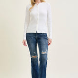 Lucy Mid Rise Hand Sand & Mildly Distressed Bootcut Jeans