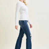 Lucy Mid Rise Hand Sand & Mildly Distressed Bootcut Jeans
