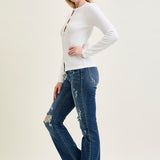 Lucy Mid Rise Hand Sand & Mildly Distressed Bootcut Jeans