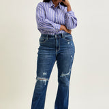 Lucy Mid Rise Hand Sand & Mildly Distressed Bootcut Jeans - PLUS