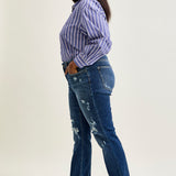 Lucy Mid Rise Hand Sand & Mildly Distressed Bootcut Jeans - PLUS