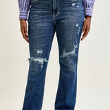 Lucy Mid Rise Hand Sand & Mildly Distressed Bootcut Jeans - PLUS