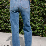 Clementine High Rise Double Button Wide Leg Denim Jeans