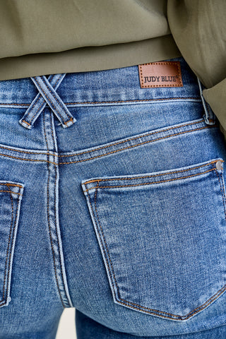 Clementine High Rise Double Button Wide Leg Denim Jeans