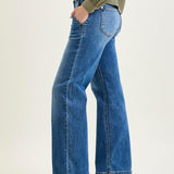 Clementine High Rise Double Button Wide Leg Denim Jeans