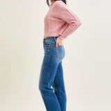 Sally High Rise Front Seam Detail & Cuffed Straight Fit Jeans