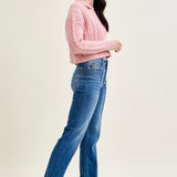 Sally High Rise Front Seam Detail & Cuffed Straight Fit Jeans