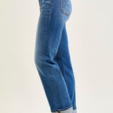 Sally High Rise Front Seam Detail & Cuffed Straight Fit Jeans