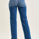 Sally High Rise Front Seam Detail & Cuffed Straight Fit Jeans