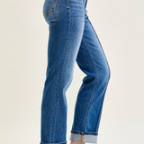 Sally High Rise Front Seam Detail & Cuffed Straight Fit Jeans
