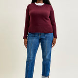 Sally High Rise Front Seam Detail & Cuffed Straight Fit Jeans - PLUS