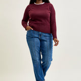 Sally High Rise Front Seam Detail & Cuffed Straight Fit Jeans - PLUS