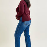 Sally High Rise Front Seam Detail & Cuffed Straight Fit Jeans - PLUS