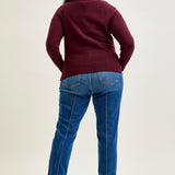 Sally High Rise Front Seam Detail & Cuffed Straight Fit Jeans - PLUS