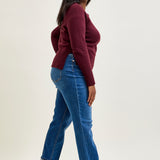 Sally High Rise Front Seam Detail & Cuffed Straight Fit Jeans - PLUS