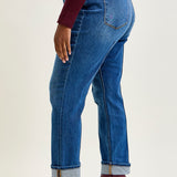 Sally High Rise Front Seam Detail & Cuffed Straight Fit Jeans - PLUS