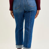 Sally High Rise Front Seam Detail & Cuffed Straight Fit Jeans - PLUS