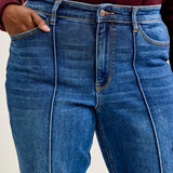 Sally High Rise Front Seam Detail & Cuffed Straight Fit Jeans - PLUS