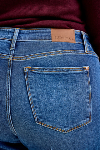 Sally High Rise Front Seam Detail & Cuffed Straight Fit Jeans - PLUS