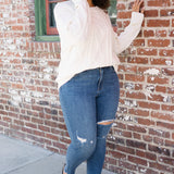 Andrea High Waist Skinny Jeans with Rips - PLUS