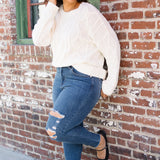 Andrea High Waist Skinny Jeans with Rips - PLUS