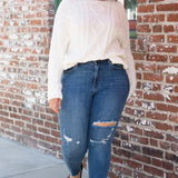 Andrea High Waist Skinny Jeans with Rips - PLUS