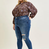 Andrea High Waist Skinny Jeans with Rips - PLUS