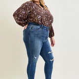 Andrea High Waist Skinny Jeans with Rips - PLUS