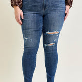 Andrea High Waist Skinny Jeans with Rips - PLUS