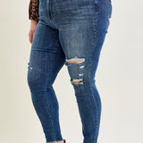 Andrea High Waist Skinny Jeans with Rips - PLUS