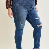Andrea High Waist Skinny Jeans with Rips - PLUS