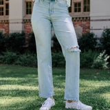 Melissa High Rise Front Rip & Back Rip 90's Straight Fit Jeans
