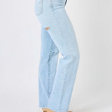 Melissa High Rise Front Rip & Back Rip 90's Straight Fit Jeans - PLUS