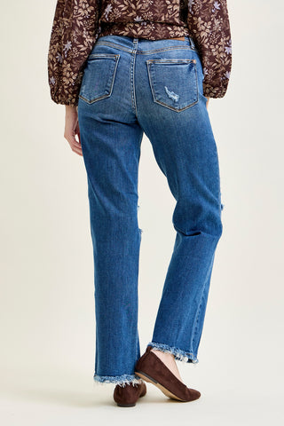 Lauren Mid Rise Distressed Dad Jeans