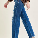 Lauren Mid Rise Distressed Dad Jeans