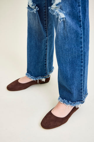 Lauren Mid Rise Distressed Dad Jeans