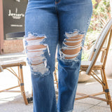 Lauren Mid Rise Distressed Dad Jeans - PLUS