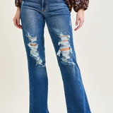 Lauren Mid Rise Distressed Dad Jeans
