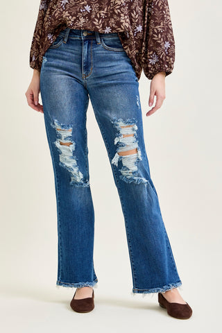 Lauren Mid Rise Distressed Dad Jeans
