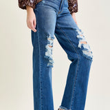 Lauren Mid Rise Distressed Dad Jeans