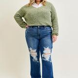 Lauren Mid Rise Distressed Dad Jeans - PLUS
