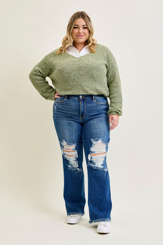 Lauren Mid Rise Distressed Dad Jeans - PLUS