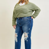 Lauren Mid Rise Distressed Dad Jeans - PLUS