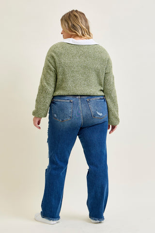 Lauren Mid Rise Distressed Dad Jeans - PLUS