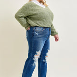 Lauren Mid Rise Distressed Dad Jeans - PLUS