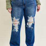 Lauren Mid Rise Distressed Dad Jeans - PLUS