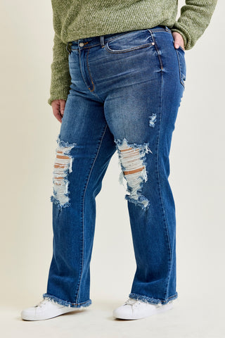 Lauren Mid Rise Distressed Dad Jeans - PLUS