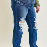 Lauren Mid Rise Distressed Dad Jeans - PLUS