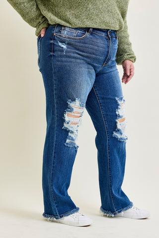 Lauren Mid Rise Distressed Dad Jeans - PLUS